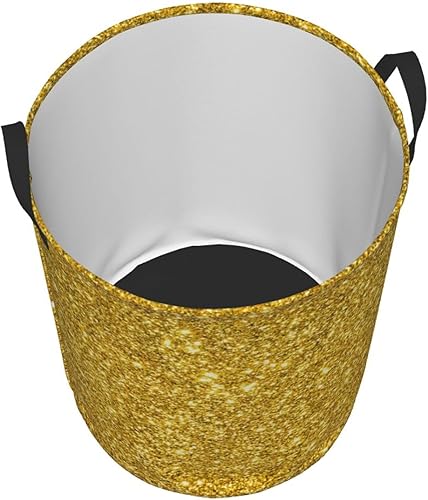 Miniatura 2 de Cesta plegable de moda para ropa sucia compatible con un hermoso patrón de destellos dorados con brillantina, tela impermeable, plegable, fácil de