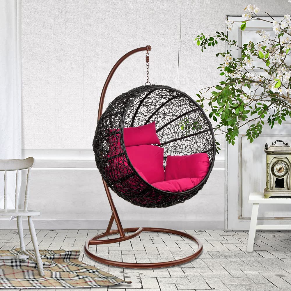 Warmiehomy Cojín para silla de columpio, cojín suave para colgar en el patio con almohada para colgar huevos en interiores al aire libre, silla de canasta, cojín para silla de huevo, color magenta