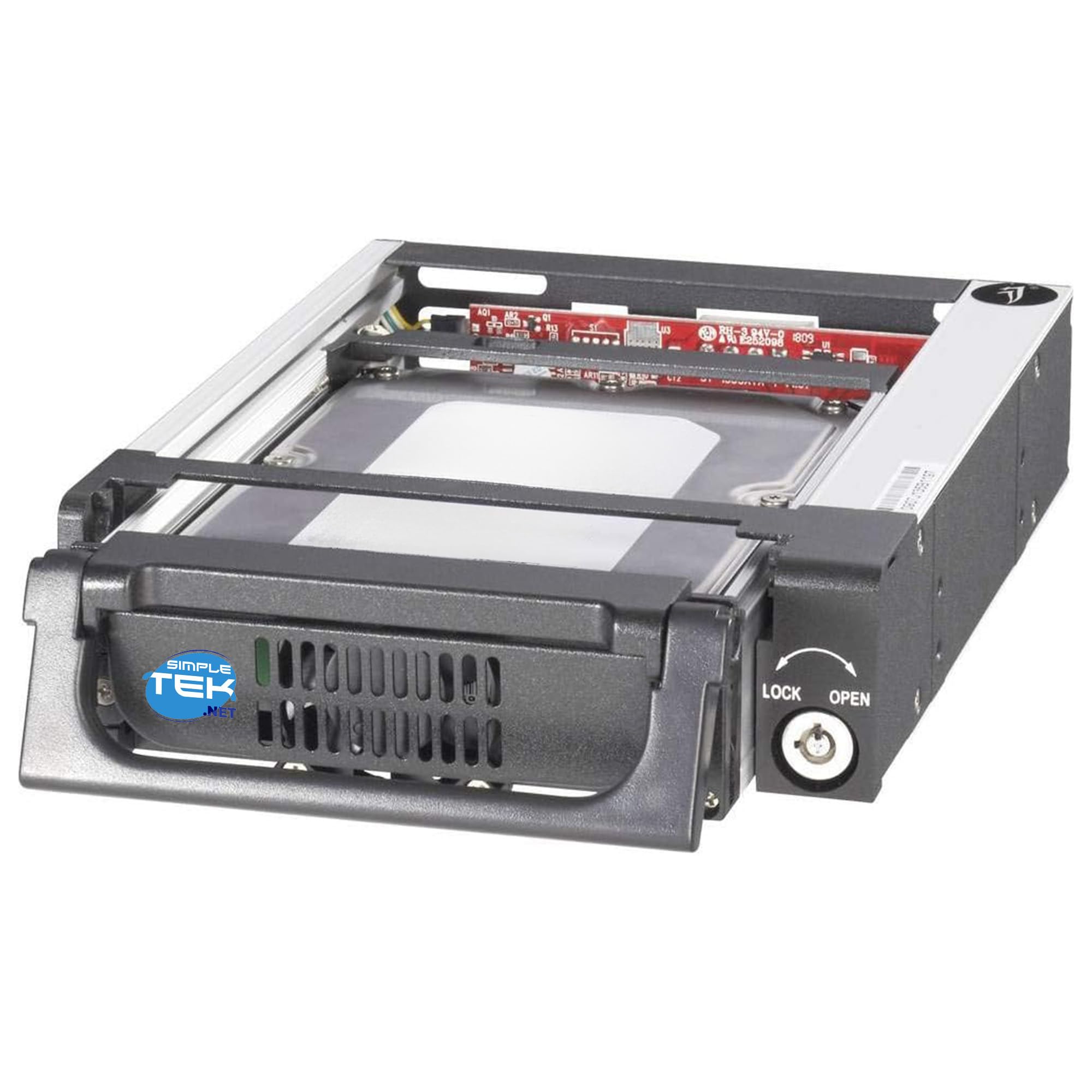 SIMPLETEK - Szuflada na dysk 3,5" HDD/SSD SATA do dysku 5,25" z wentylatorem i adapterem - bez klucza i bez kabli (odnowiony)
