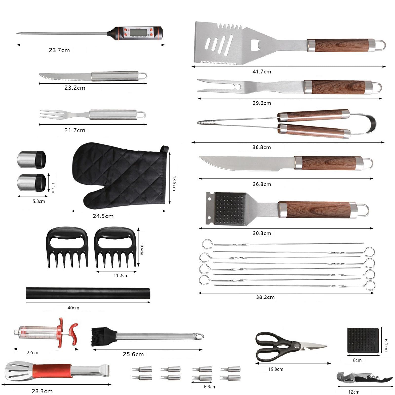 Edelstahl Rostfrei Grillwerkzeug Set INKL Grillwender,Grillgabel Grill-Zubehör Grill Zubehör mit BBQ Grillbesteck Koffer Professionelle Langlebige für Garten und Camping Gasgrill BBQ