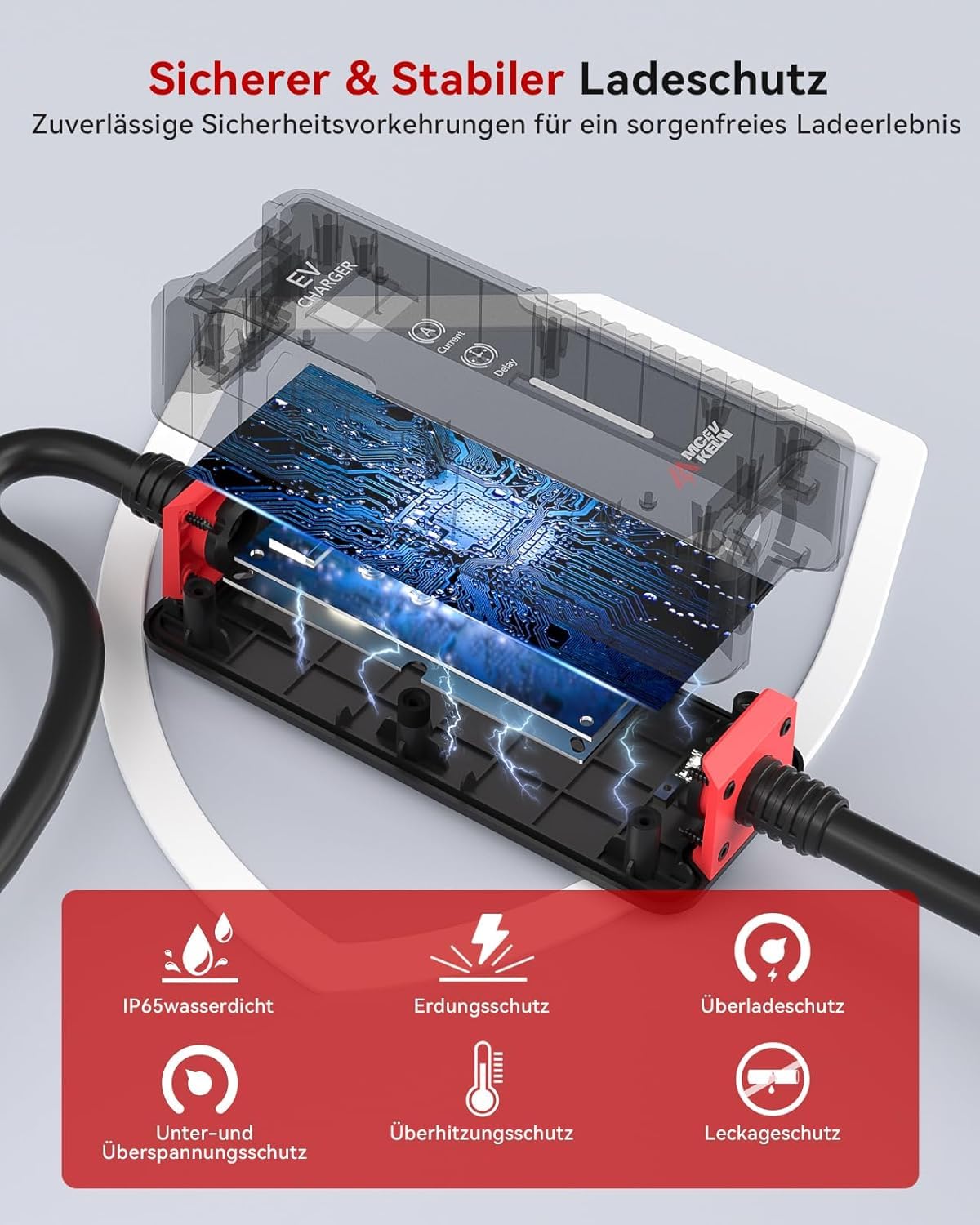 Typ 2 Ladekabel Schuko 3,6 kW - EV Ladegerät Typ 2 Schuko Umschaltbare Strom 6A/8A/10A/13A/16A| Einphasig |IP65 | 5M Mode 3 Ladekabel für Elektroautos & Hybrid IEC 62196-2 Steckdose