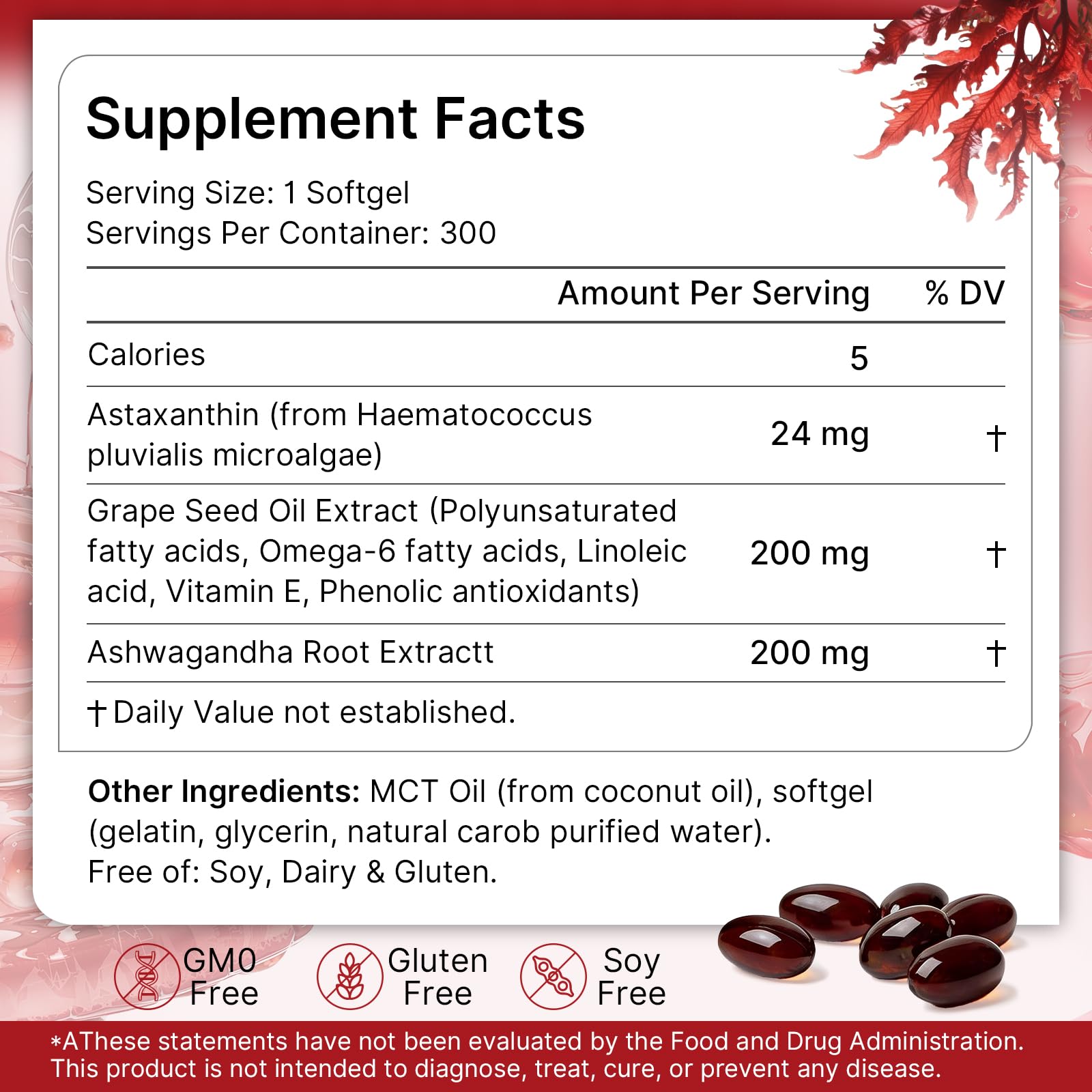 Astaxanthin Antioxidant Supplements 24mg with MCT Oil, Triple Strength — Amazon image 10