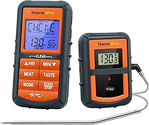 ThermoPro TP07 Wireless Meat Thermometer for Cooking, Digital Grill Thermometer with Temperature Probe, Smart LCD Screen BBQ Thermometer for Grilling, Oven Safe Food Smoker Thermometer for Kitchen