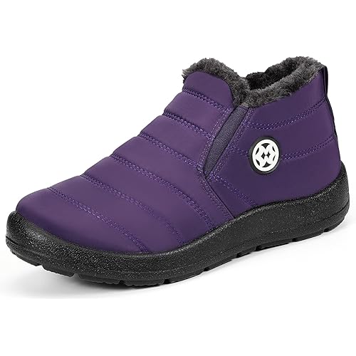 Hsyooes Womens Warm Fur Lined Winter Snow Boots Waterproof Ankle Boots Outdoor Booties Comfortable Shoes for Women