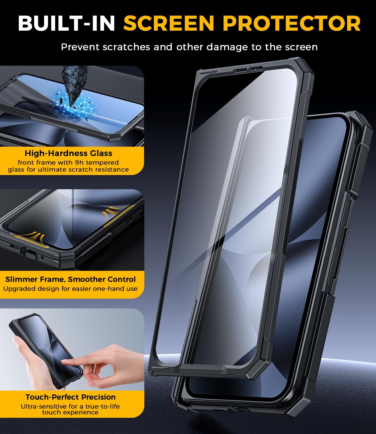 for Google Pixel-10-Pro Fold Magnetic Case: Dual Kickstand, Fit for Pixelsnap/MagSafe, Military-Grade Shockproof Protection, Hinge Protection, Screen Protector, Durable TPU Cover for 10 Pro Fold Black