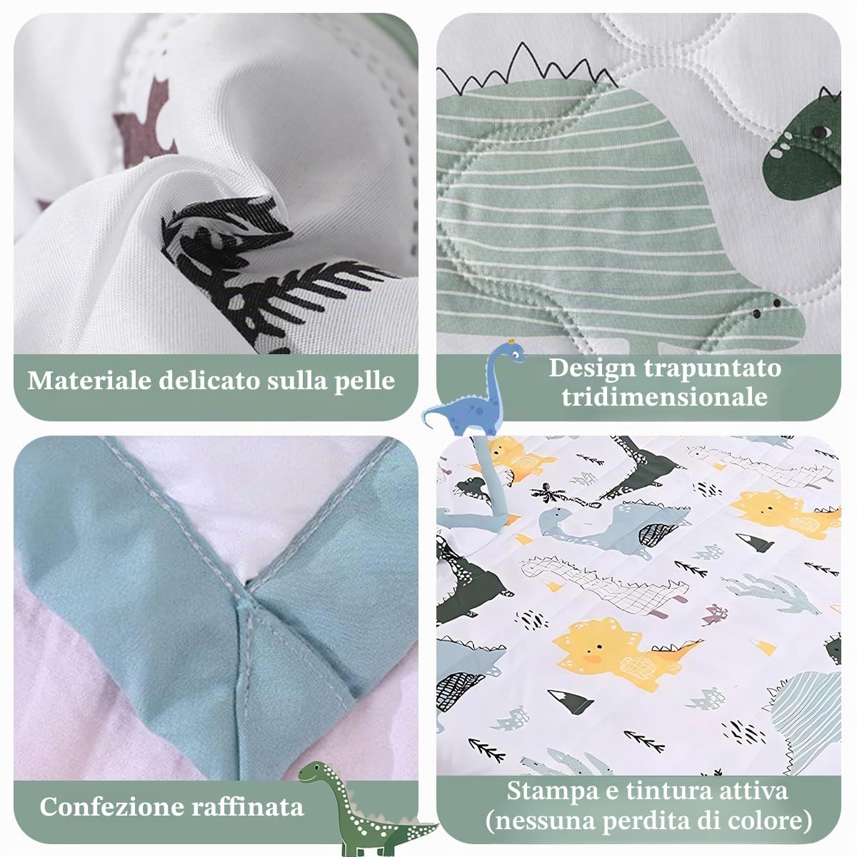 FANSU Copriletto Trapuntato 170x200cm, Microfibra Copriletto Matrimoniale, Tema dei Dinosauri Trapunta Matrimoniale, Primaverile Estivo Reversibile Trapunta Leggero Elegante