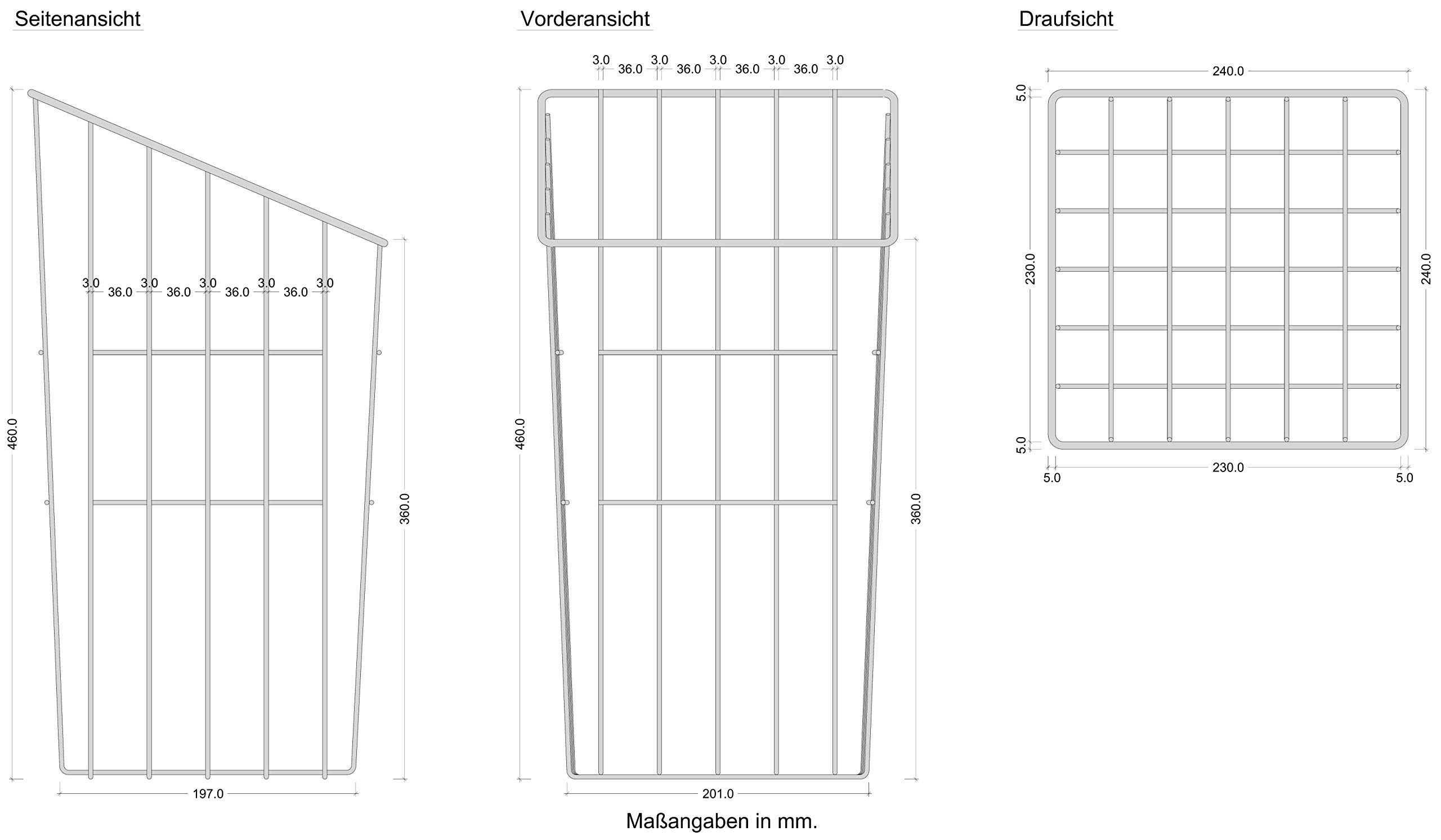 Gedotec kosz z kratką, biały, z funkcją zawieszenia, możliwość układania w stos, szerokość 240 mm, głębokość 240 mm, wyprodukowano w Niemczech, biały metal, 1 sztuka – kosz na pranie do szafy i przechowywania
