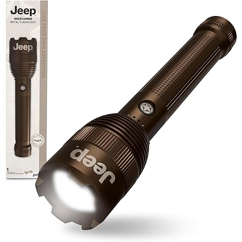Energizer Jeep High Lumen Metal Rechargeable LED Flashlight, 10,000 Lumens, Super Bright Flashlight with Durable Metal Construction