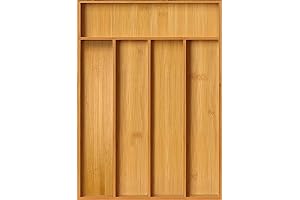 Utopia Kitchen Bamboo Drawer Organizer for Kitchen Utensils, Large Cutlery, and Silverware,...