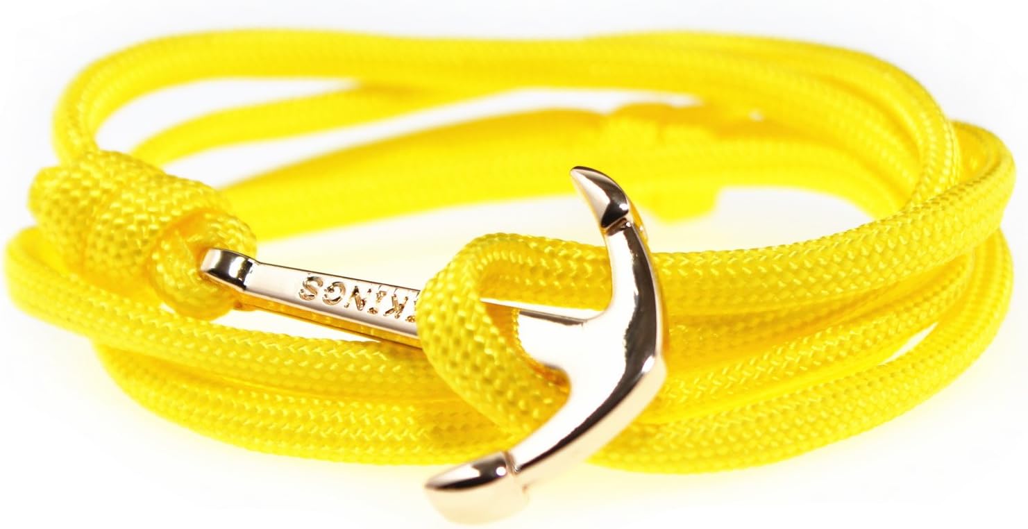 DreamMarker Happiness Jewelry Unisex Nylon Rope Sailing Vikings Wrap Bracelet Nautical Anchor Alloy Hook Clasp 30 Inches (Yellow/Gold)