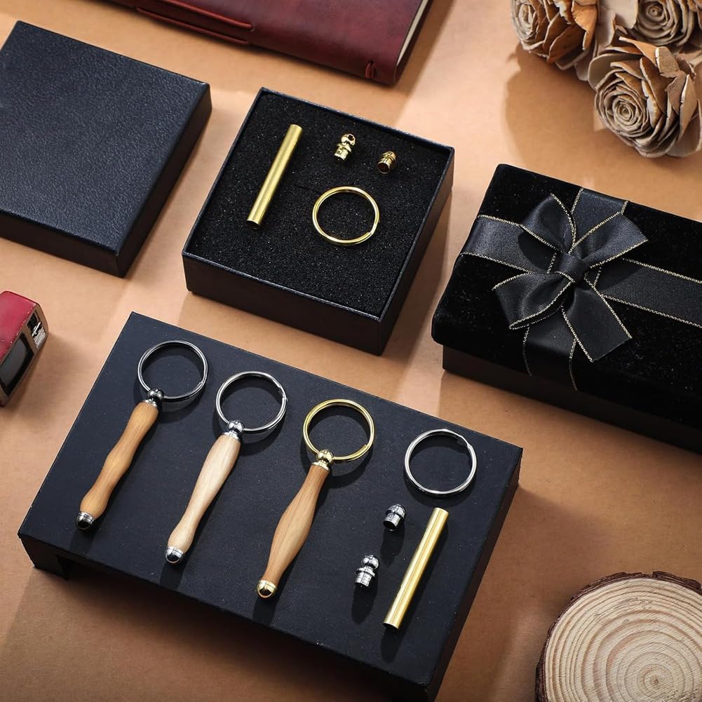 12 Stück Woodturning-Schlüsselanhänger-Set, Holzdreh-Zubehör, Mandrel Wood Turning Keychain für Holzarbeiten-Geschenke