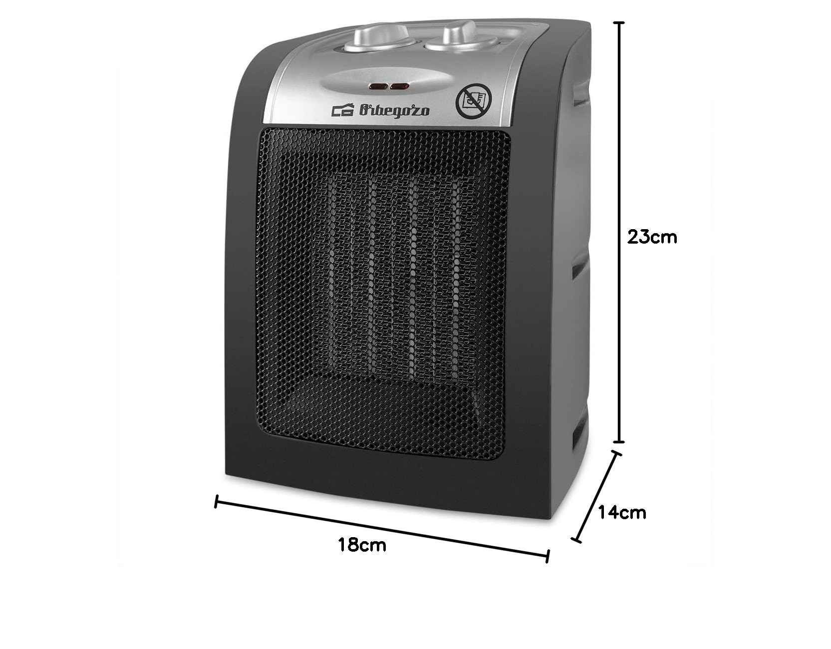 Orbegozo CR 5017, termoventilatore, 1500 W, 2 livelli di potenza, termostato regolabile, sistema di protezione dal surriscaldamento, spia di alimentazione, posizione ventola, nero