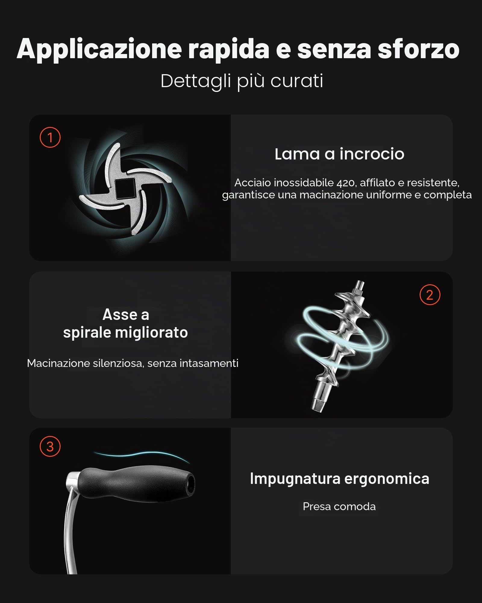 VEVOR Tritacarne Manuale in Acciaio Inossidabile 304 Fissaggio a Morsetto da Tavolo per Preparazione di Salsicce Salumi Polpette, Tritacarne Manuale da Tavolo Acciaio Inox Uso Alimentare Calibro #12