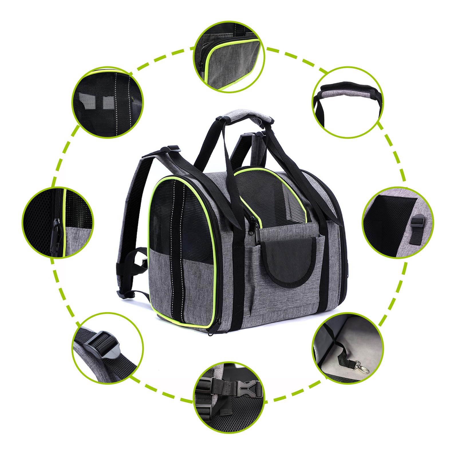 Erweiterbar Katzenrucksack, Katzen Rucksack, Hunderucksack für Katzen, Belüftetes Design, Faltbare, für Hunde Katzen Haustiere, 43 * 28 * 34cm