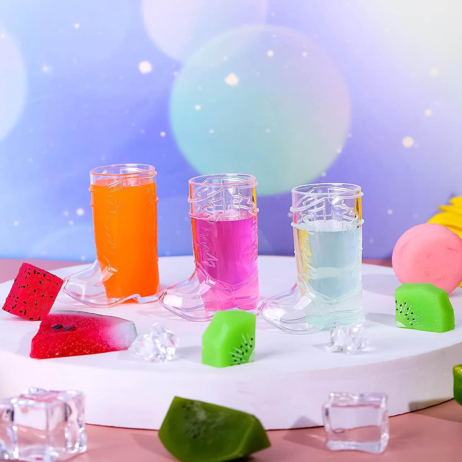 Kamonda Pack of 20 Mini Boots Clear Plastic Shot Glasses Cowboy Theme Decoration Cowboy Boot Plastic Cup Fun Party Supplies, Approx.3.2x6.5cm/1.26x2.56inch
