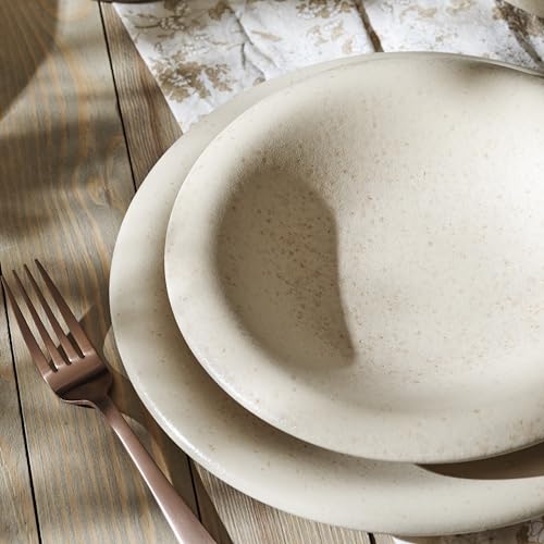 Image of Porto by Stone Lain Aro 24-Piece Premium Kitchen & Dining Dinnerware Set Stoneware, Cream Matte, Crafted in Portugal, Dishwasher and Microwave Safe Scratch-Resistant Dish Set for 8