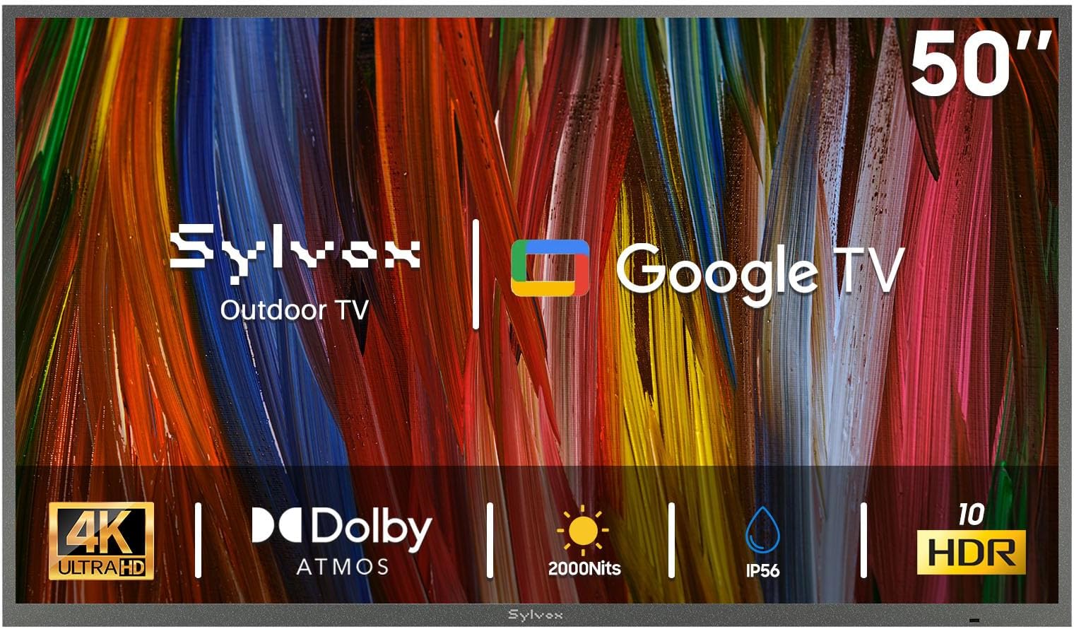 SYLVOX Outdoor TV, 50 inch Smart Waterproof Outdoor TV, 4K UHD Weatherproof