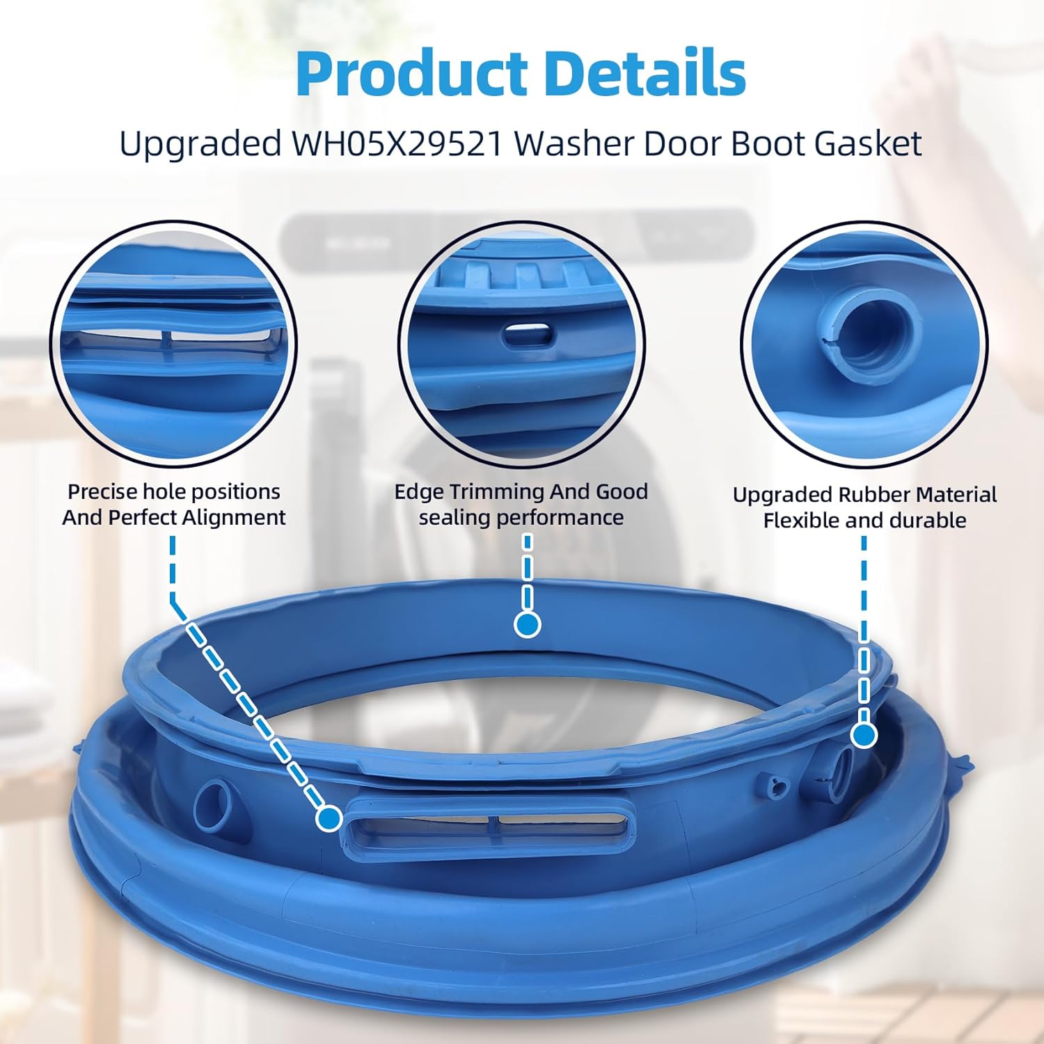 Upgraded WH05X29521 Washer Door Boot Gasket, WH05X29521 Gasket Compatible with GE Washer Boot Gasket GFW550SPN2DG, GFW550SSN5WW, GFW550SPR4RS, GFW510SCN4WW, GFW550SPN3DG, GFW510SCN3WW, GFW550SPR3RS