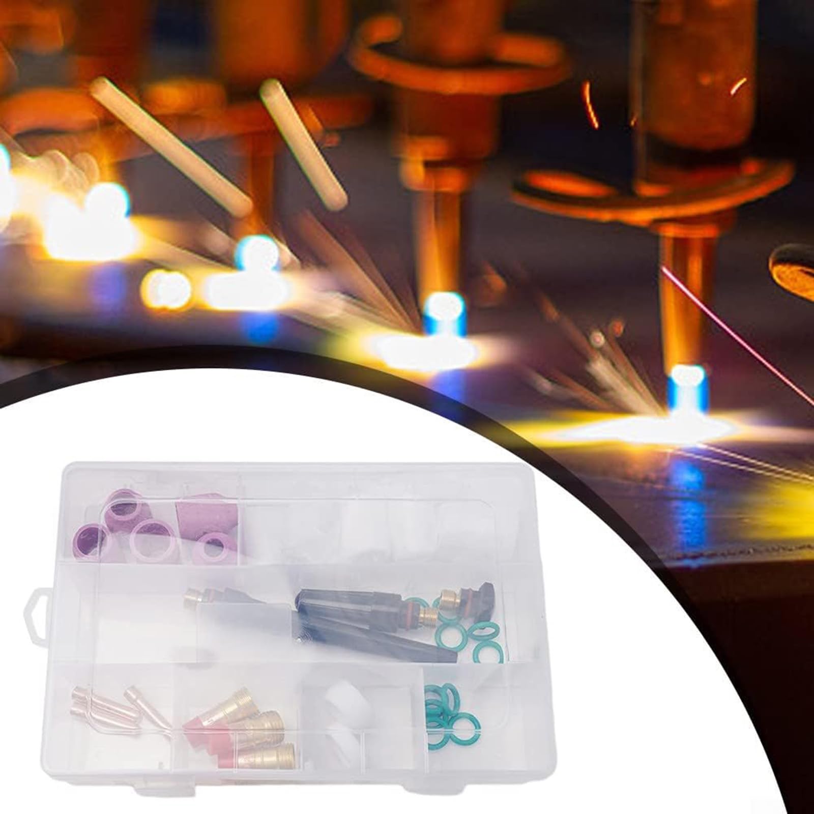 Set di 31 Lenti per Saldatura TIG a Gas Tozzo, Kit di Accessori per Torcia per Saldatura Tig, Lenti a Gas Tozze per Torcia a gas WP-17/18/26, Lente a Gas Tozza #12 Kit Tazza