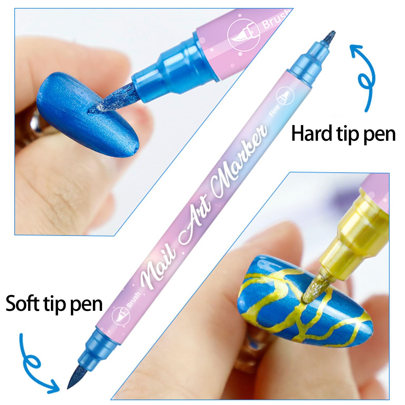Amazon.co.jp: 10本プロフェッショナルネイルアートペン細字速乾性詳細