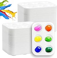 LYHLYA 100 Pack Plastic Paint Trays with 6 Wells - Reusable Watercolor Palettes for Art Painting, DIY Crafts & Painting Parties