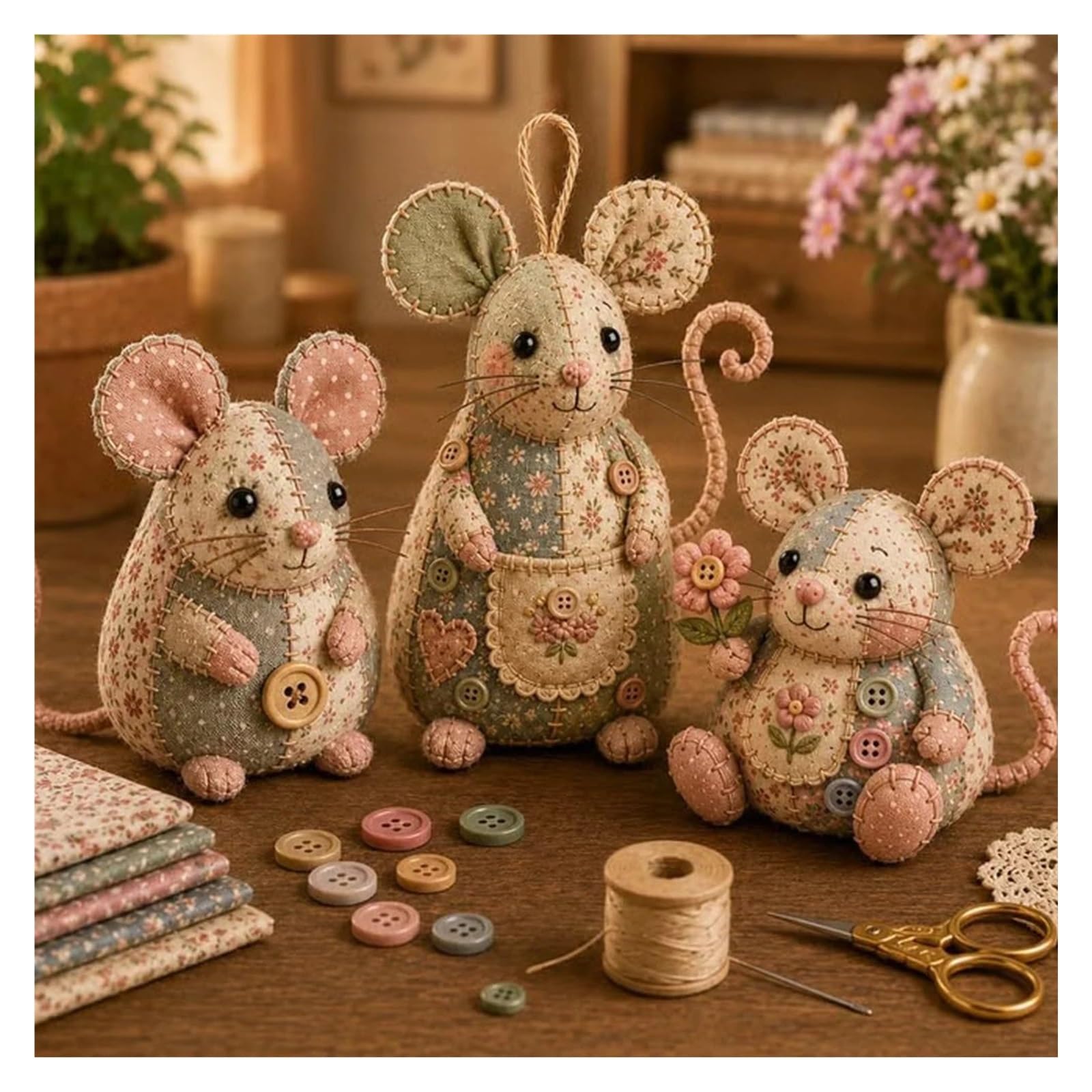 kit de tela para acolchar diy Juego de bricolaje artesanía animal retazos creativos 3 piezas