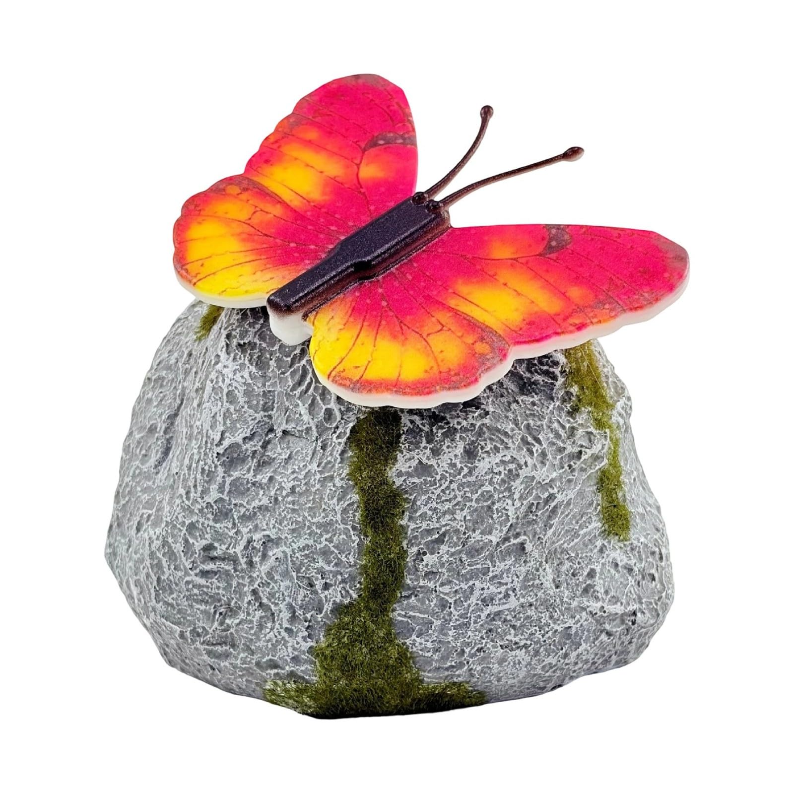 Drtlpmb Red Solar Garden Lamp Soft Illuminations Butterfly Stone Shape Lawns Light For Outdoor Landscape Yard Pathway Decoration Fashion Solar Garden Lights