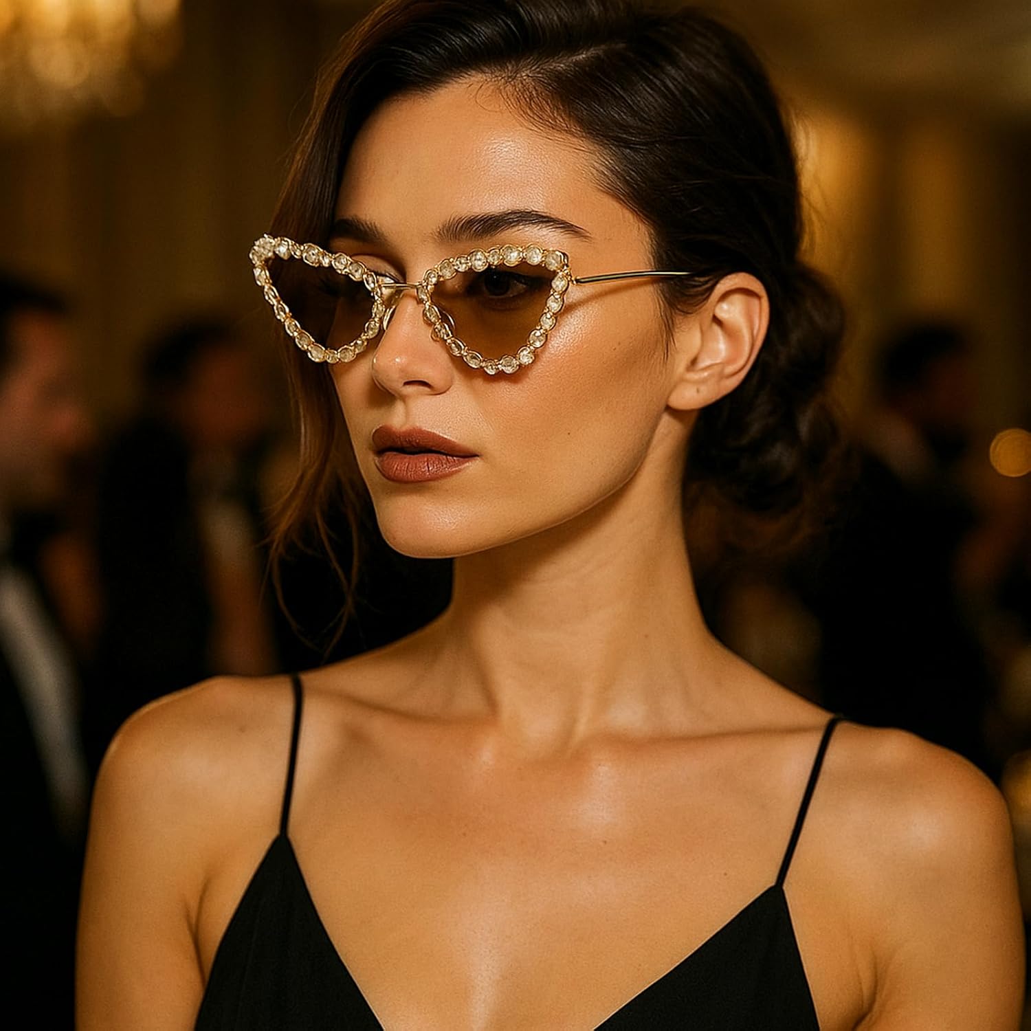 Full Crystal Shiny Cat Eye Sunglasses For Women Vintage Fashion Luxury Rhinestone Sun Glasses Female Elegant Shades - Image 2