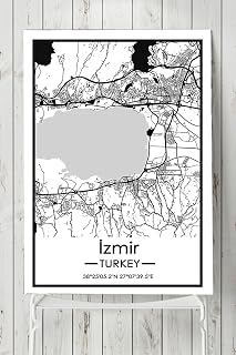Postermanya (pster19640) Izmir Harita Dekoratif Tasarım Poster 50 x 70