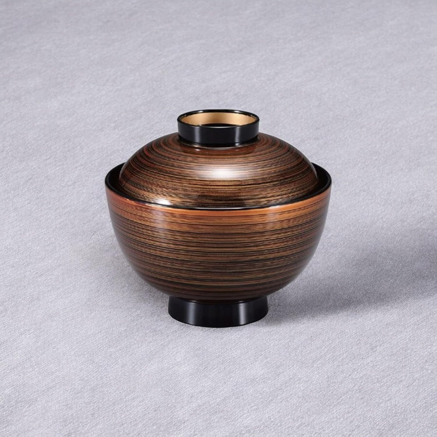 J-kitchens Miso Soup, Japanese Echizen Bowl, Tea Gold Brush Tea Base Plate, 4.3 x 3.9 inches (11.1 x 10 cm), Made in Japan