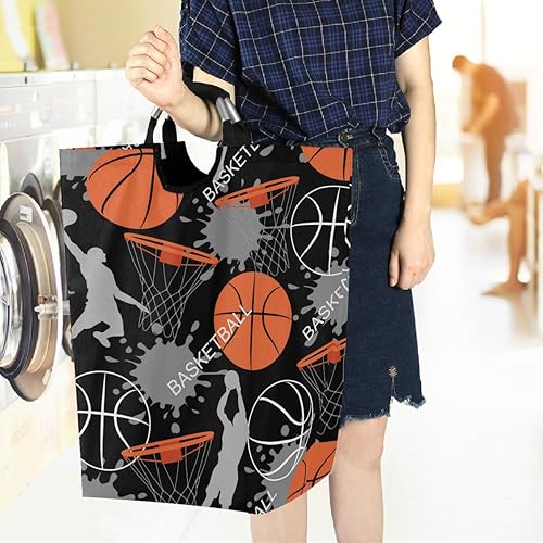Miniatura 6 de visesunny Cesta plegable para ropa sucia, baloncesto, deportes, abstracta, grande, de tela Oxford, organizador de juguetes con asa para baño,