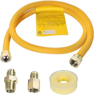 48" Gas Line Hose for Dryer, Gas Stoves, Water Heater, 1/2" OD Stainless Steel Gas Corrugated Dryer Gas Connector kit with 1/2" FIP & 1/2" MIP Fittings, Flexible Dryer Gas Supply line