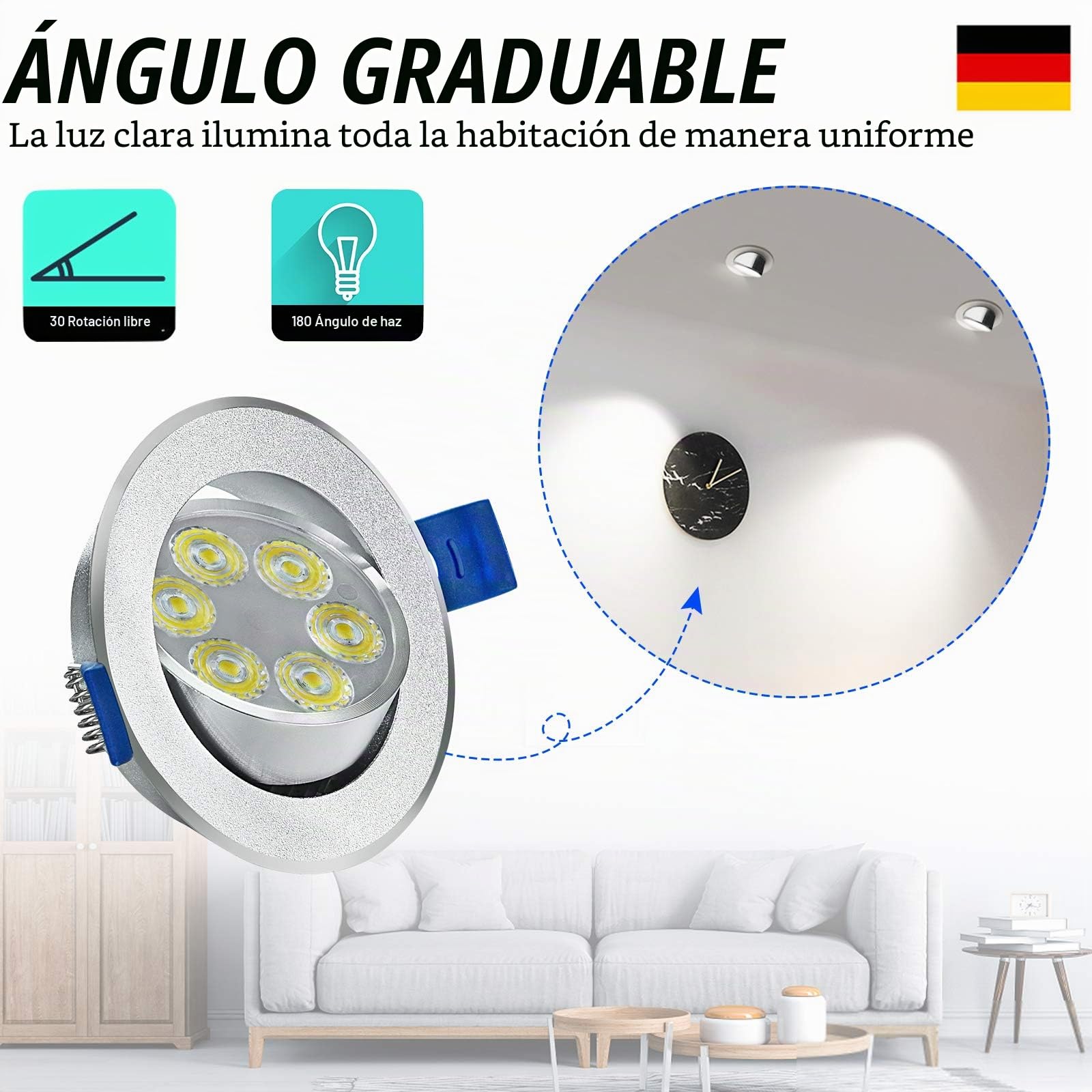 Foco led empotrable Spot, 20 x 3 W, 270 lm, para techos de salón