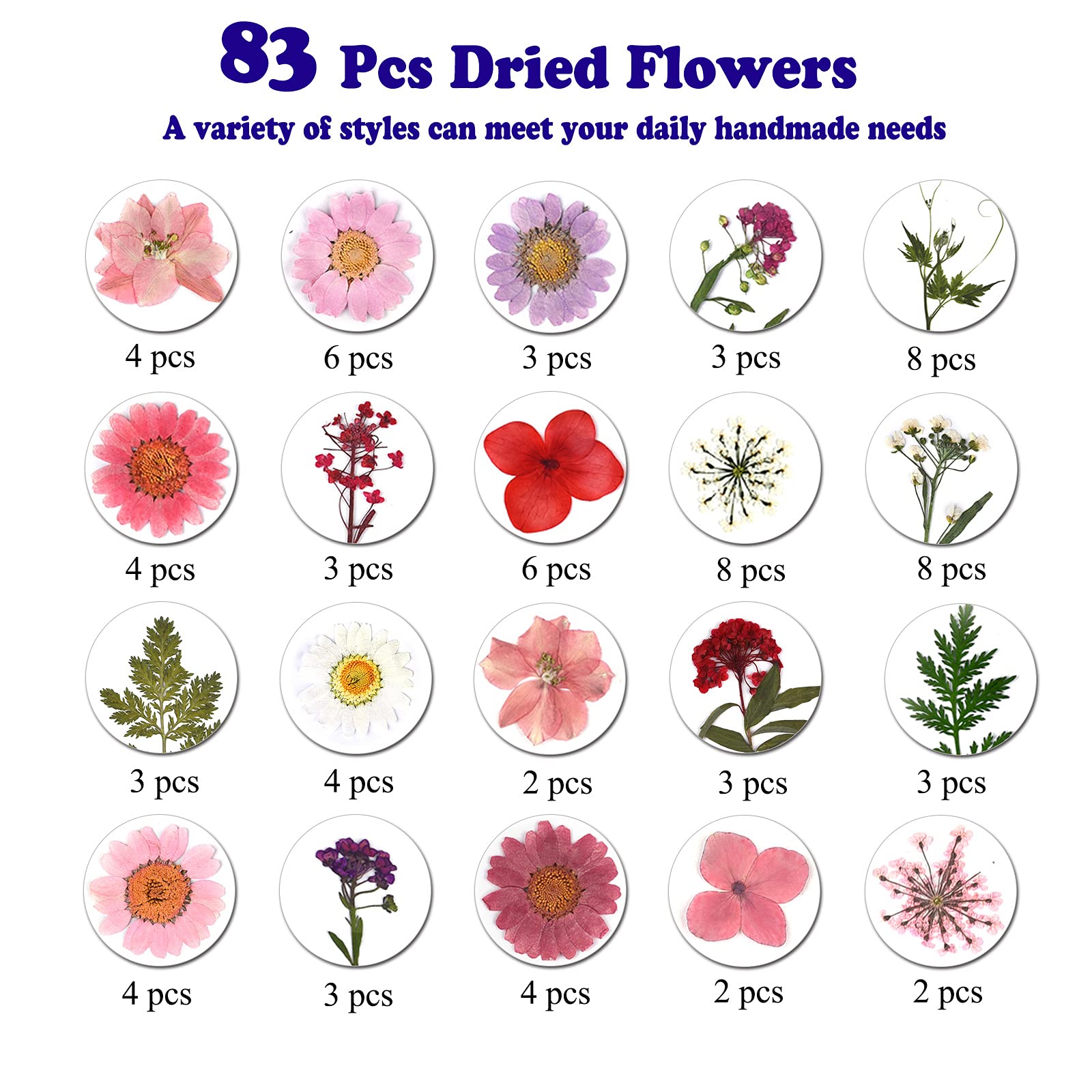 83 Stück rosa getrocknete gepresste Blumen echte natürliche Blätter Blätter für DIY Harz Kerze Schmuck Nagel Anhänger Handwerk und Dekoration