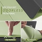 ILILI Tapis de yoga pliable, 10mm Épais, TPE Matériel, extra long 75"L x 26"W, doux et confortable tapis pliant 0.4 Inches, facile à transporter et à conserver, 190*66cm Utilisation multifonctionnelle portable pour le yoga, l'exercice à domicile & Extérieur