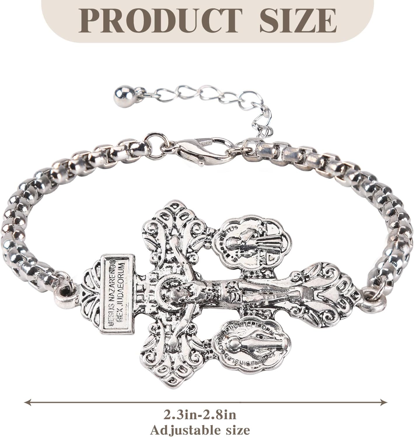Pardon Crucifix Catholic Bracelet for Women Men,St Benedict Bracelet,Milagrosa Medal Bracelets,La Cruz Del Perdon Catolica,Crucifijo Del Perdon,Crucifijos Catolicos,Medalla De San Benito Bracelets - Image 2