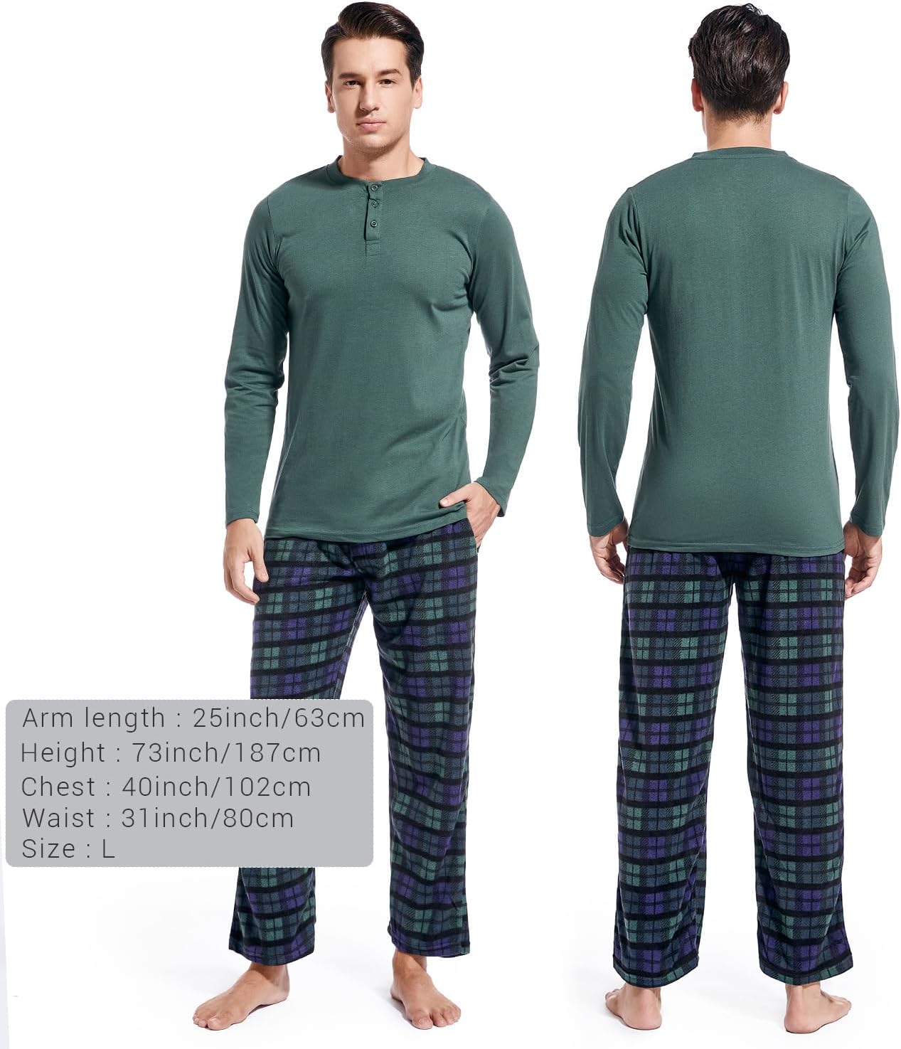 DG Hill Pajama Pants Men - Flannel Pajama Pants Fleece PJS Sets Cotton Top - Mens Pajama Set PJ Sleep Pant Loungewear Sets - Image 6