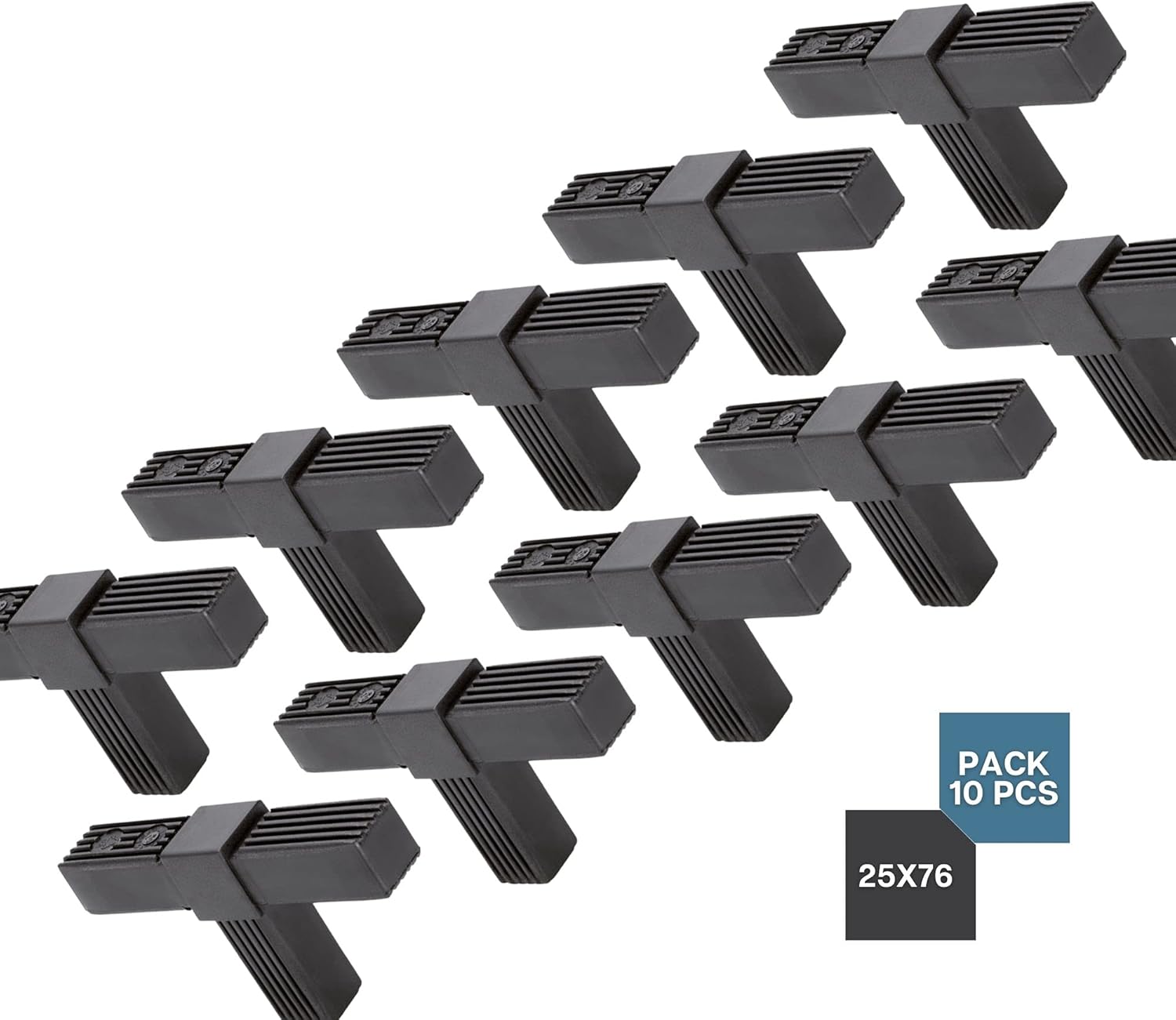 DOJA Industrial Plastic Square Tube Connector 3 Way TE Ø 25 Pack 10 Steel Box Section 2