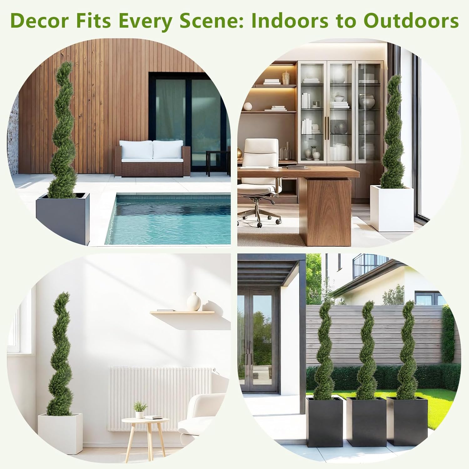 THE BLOOM TIMES 5ft Artificial Topiary Trees Set of 2, Faux Cedar Cypress Spiral Topiary Trees Outdoor - Fake Plants for Garden Front Porch Indoor Outside Planter Decor 5 Foot - Image 5