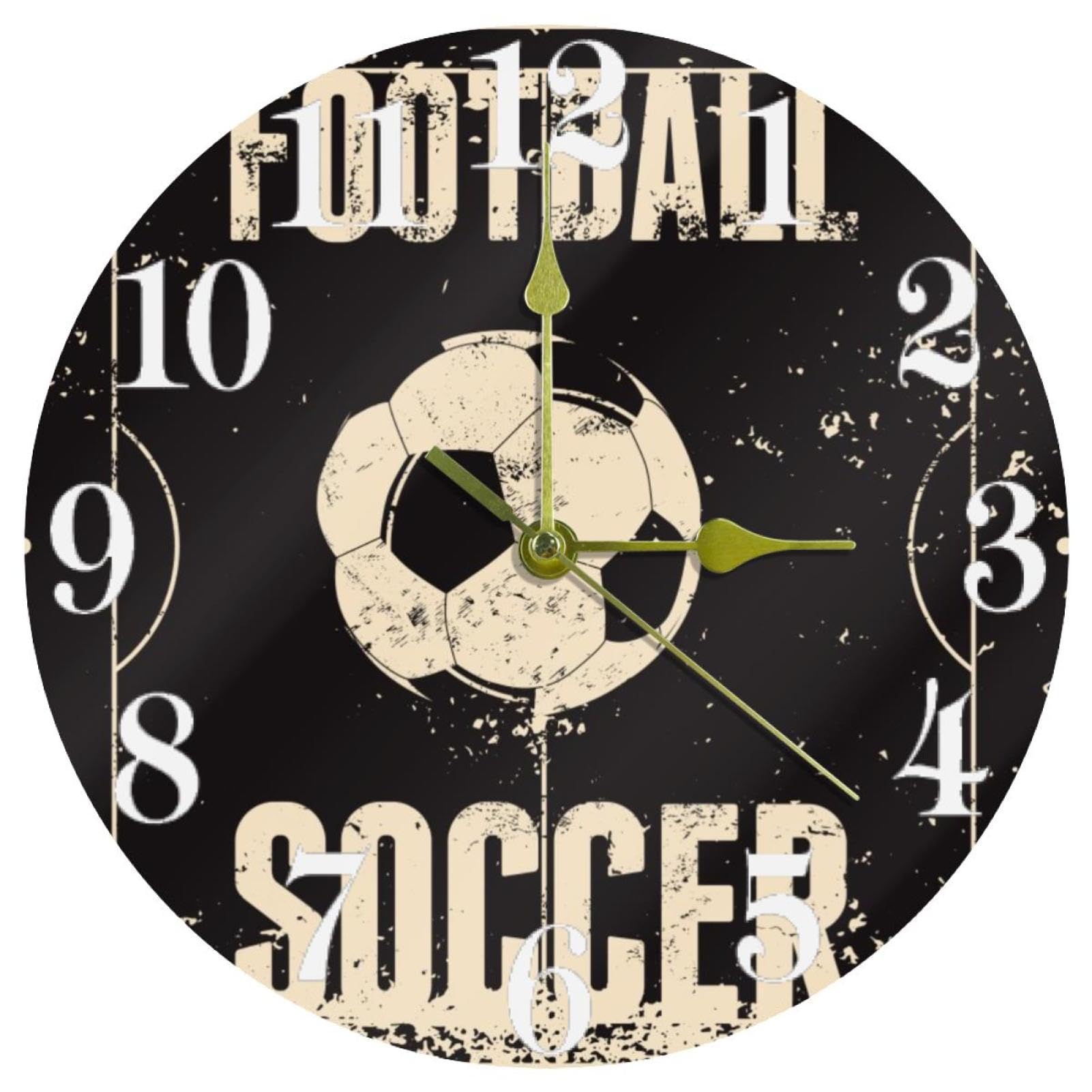 Horloge murale football vintage grunge ronde à quartz pour la maison