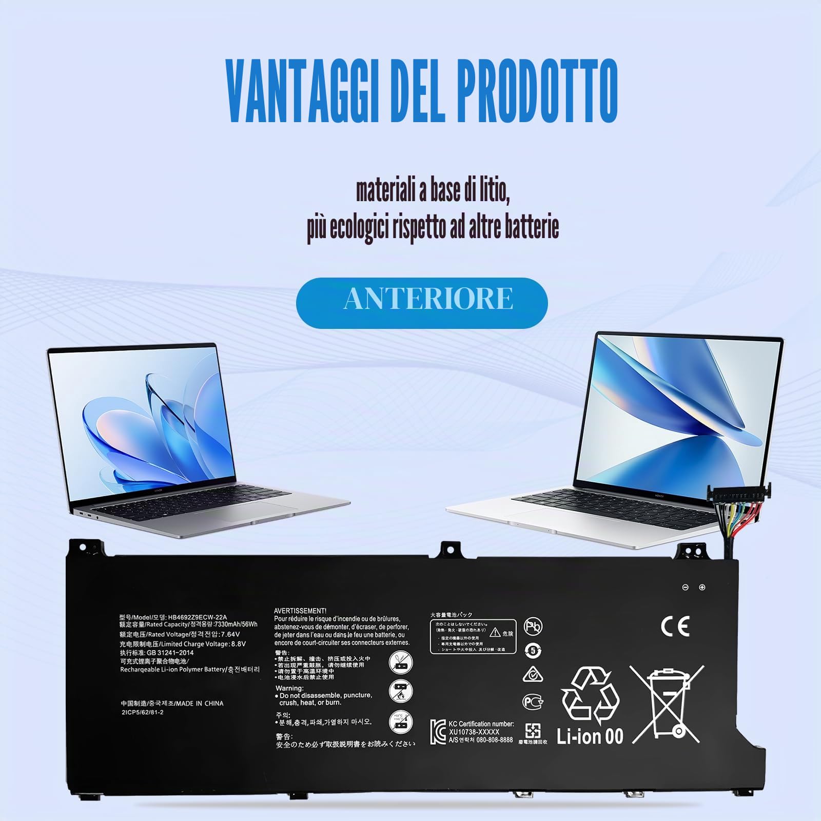 HB4692Z9ECW-22A HB4692Z9ECW-41 - Batteria per computer portatile Huawei Honor MateBook D 14-53010TVS Magicbook 14 NBL-WAQ9R NBL-WAP9R NBLK-WAX9X (56Wh/7330mAh)