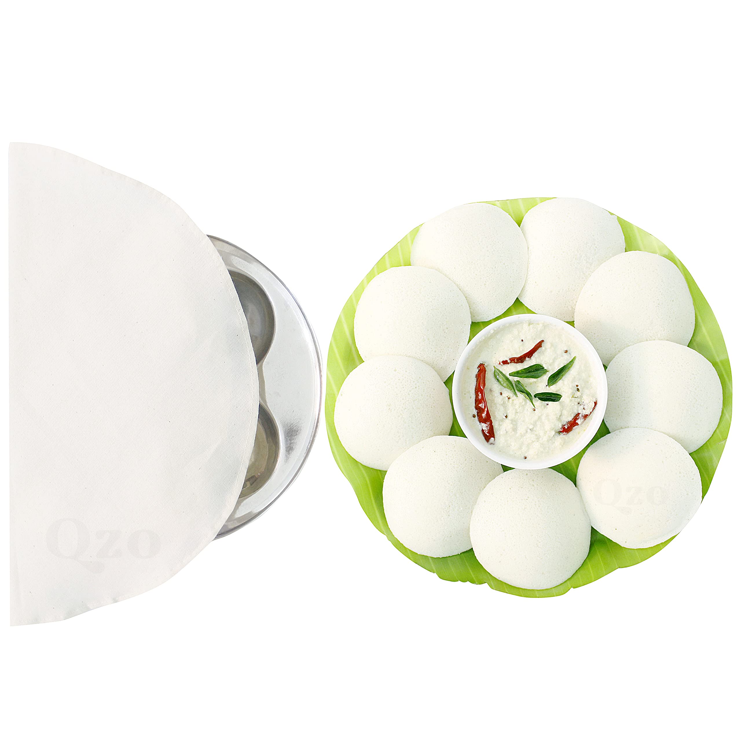 QZO 100% Unbleached Pure Cotton Idli Cloth with Strong Stitched Round Edges II Durable,Easy Washable,Reusable II Pack of 4 Pieces (30cm Round) II Suitable for 3/4/5/6/7 Pit Idly Plates (B09GMDZRXF) Amazon Price History, Amazon Price Tracker