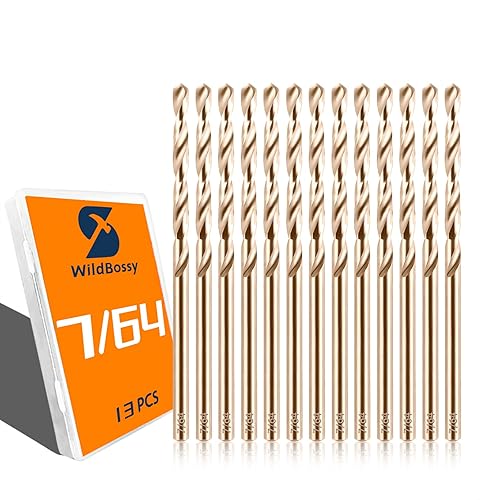 Juego de brocas de cobalto de 764 pulgadas - 13 piezas puntas de taladro giratorio M35 vástago recto brocas de acero de alta velocidad de 764