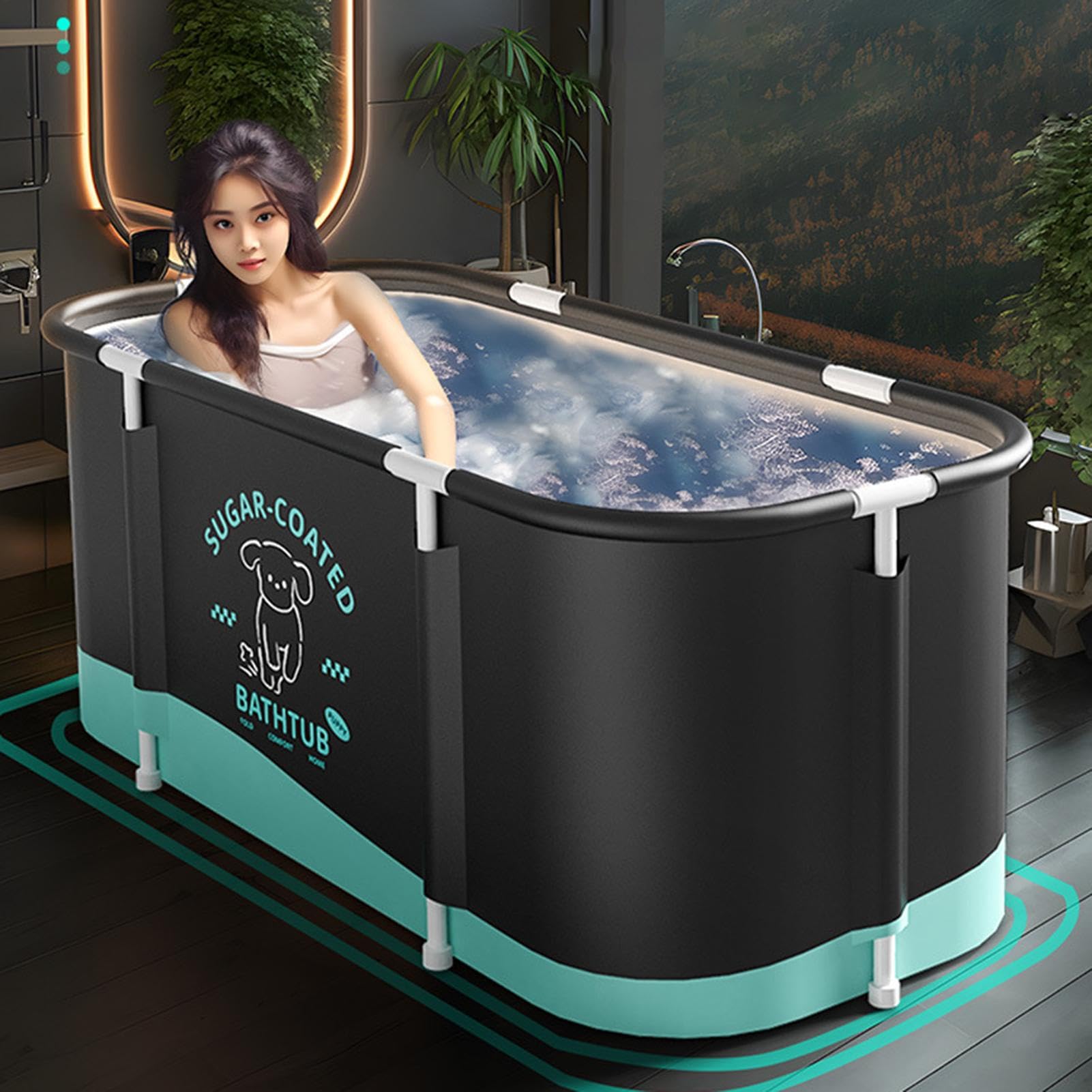 Vasca da bagno portatile, vasca da bagno a immersione, 110 x 60 x 50 cm, vasca da bagno pieghevole, vasca da bagno con ghiaccio, vasca da bagno separata per la famiglia, vasca idromassaggio per box