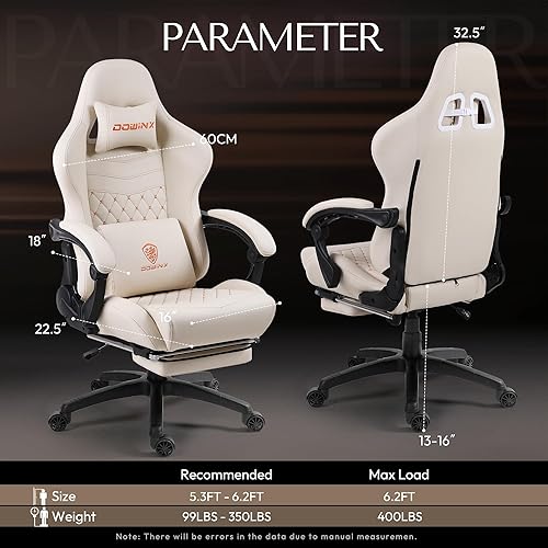 Miniatura 3 de Dowinx Gaming Chair Big and Tall, Ergonomic Computer Chair with Footrest and Massage Lumbar Support, High Back Comfortable Gamer Chair for Adults