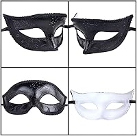 Vista 99 de IETANG - Antifaces venecianos para parejas, baile de máscaras, accesorios de disfraz o fiesta, 1 par Negro