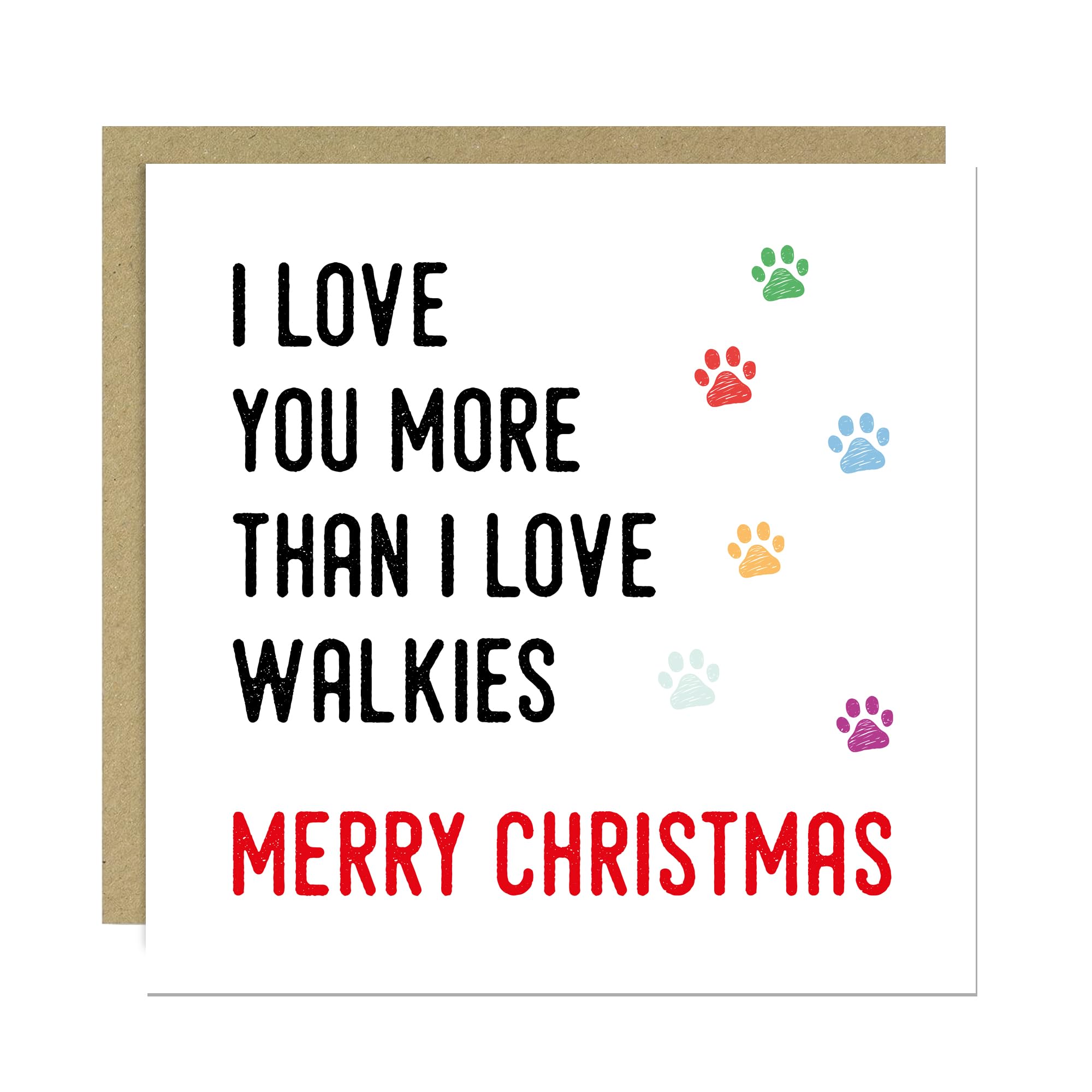 RED OCEAN Funny Christmas Card From Puppy Dog With Kraft Envelope Joke Dog Christmas Card For Lover Mum Dad
