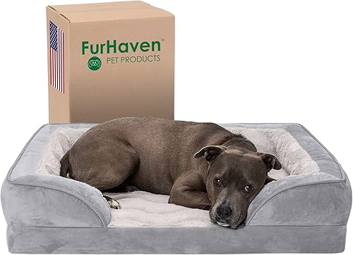 Miniatura 10 de Furhaven - Cama ortopédica para mascotas para perros y gatos, comodidad perfecta, con ondas, terciopelo de felpa con funda extraíble lavable, color