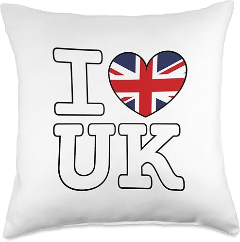 Miniatura 5 de I Heart UK King Queen Union Jack British Isles I Love UK - Almohada de bandera de Reino Unido, Gran Bretaña, Inglaterra, 16 x 16 pulgadas, multicolor
