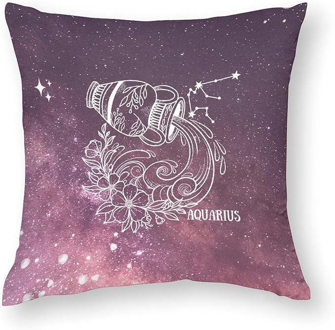 Custom 12 Zodiac Signs Pillowcase Decorative Pillow Covers 20 x 20 Inch Aquarius Astrology Double-side Print Throw Pillow Sham Accent Pillows Sofa Pillow Cover Pillow Covers with Hidden Zipper